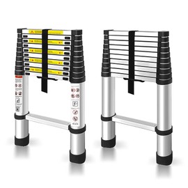 GXYWADY 10.5FT Telescoping Ladder Aluminum Extendable Telescopic Ladder Extendable Compact Loft Ladder for Household and Outdoor Working, 330lb Capacity