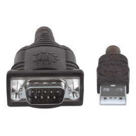 Convertidor USB a Serie RS232 DB9 45cm Manhattan 205153 Negro