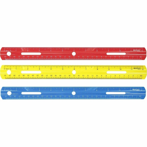 Acme 10526 Westcott Plastic Ruler, Metric/Inch, 12-Inch Length, Asst. Colors,