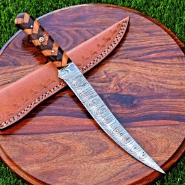 Knife Handmade Damascus Steel Fillet Knife Hunting Fishing Chef Kitchen Knife 2860