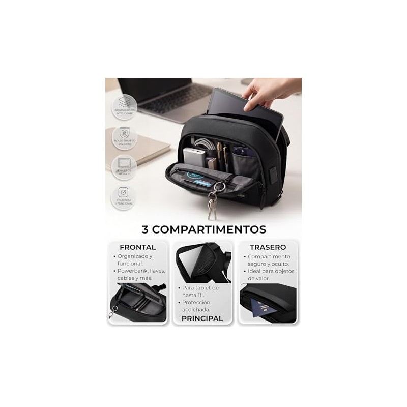 Bandolera Impermeable con USB y Antirrobo Juluc JLBA01 – Compacta
