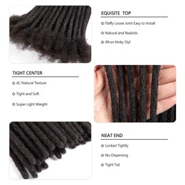 Originea Dreadlock Extensions Human Hair for Man/Women Full Head Handmade 0.8cm Thickness Can Be Dyed and Bleached Dreadlocks Bulk Permanent Loc Extensions (10 Inch 100 Strands, 1B# 0.8cm)
