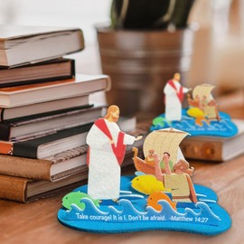 24 PCS Jesus Walks on Water Craft Kits Christian Bible Crafts for Kids Religious Jesus Faith Gifts Classroom Vacation Bible School Sunday School Activities