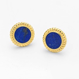 Women's Earrings 925 Silver, Genuine Natural AAA Gemstone Stud Earrings, 18K Gold Plated, Silver, Lapis Lazuli