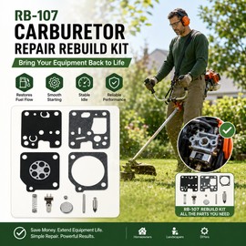 RB-107 Carburetor Rebuild Kit for Echo Trimmers – Gasket & Diaphragm Repair Set for SRM Series Engines