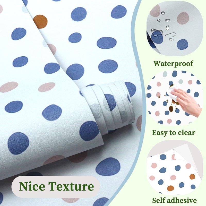 HAOKHOME Shelf Liner and Cabinet Liner Boho Polka Dots, Self-Adhesive