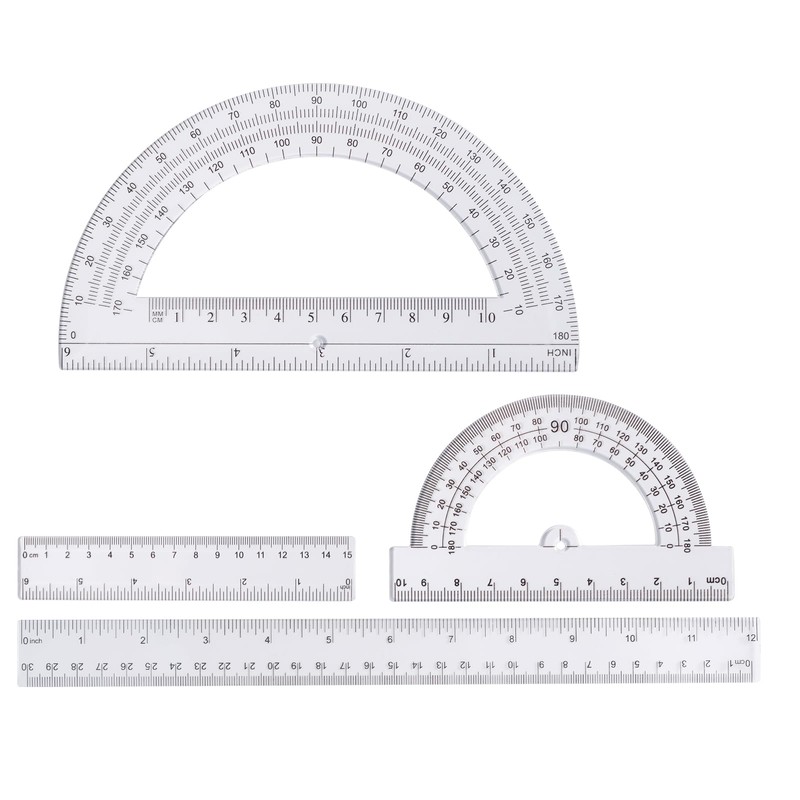 Zotemo 6-Piece Clear Math Geometry Set with 12-Inch and 6-Inch