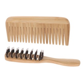 Ipetboom 2pcs Bristle Comb Set Hair Accessory Dry Hair Brush Wide Tooth Comb for Curls Scalp Brush Hairstyle Accessory Women Hairbrush Hairstyle Supply Mane Beige