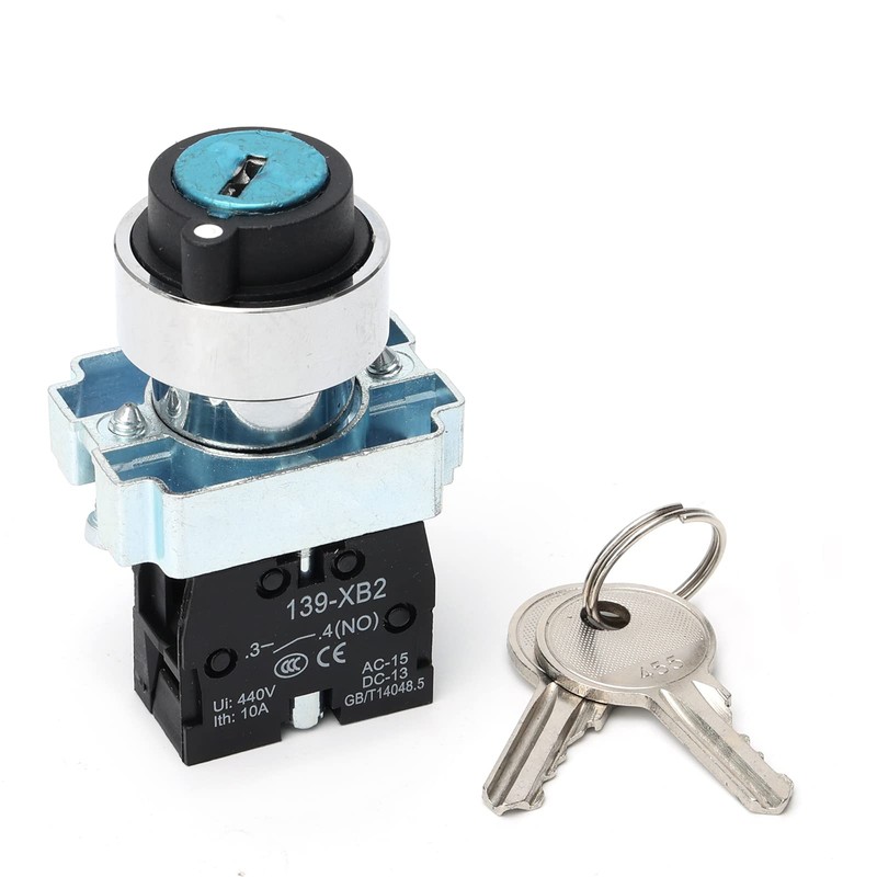 STARELO 22mm Key Switch 2 Position Maintained 1NO Latching Rotary