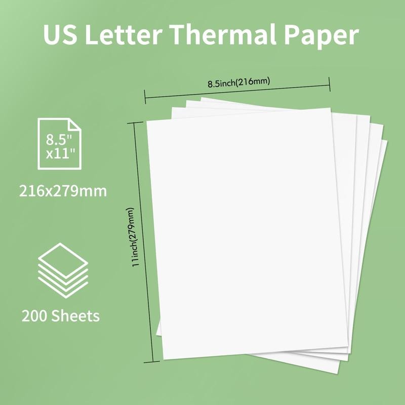 JADENS US Letter Size 8.5''×11'' Quick-Dry Folded Thermal Paper, 200