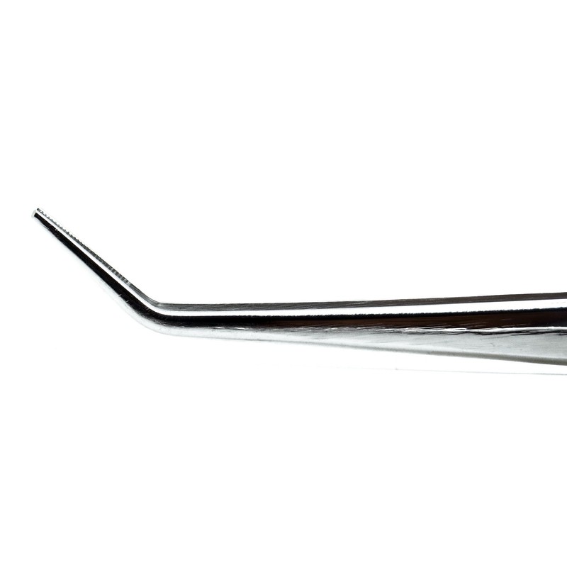 Dental Cotton Tweezer College Foil Forcep Serrated Angled Beak Dressing