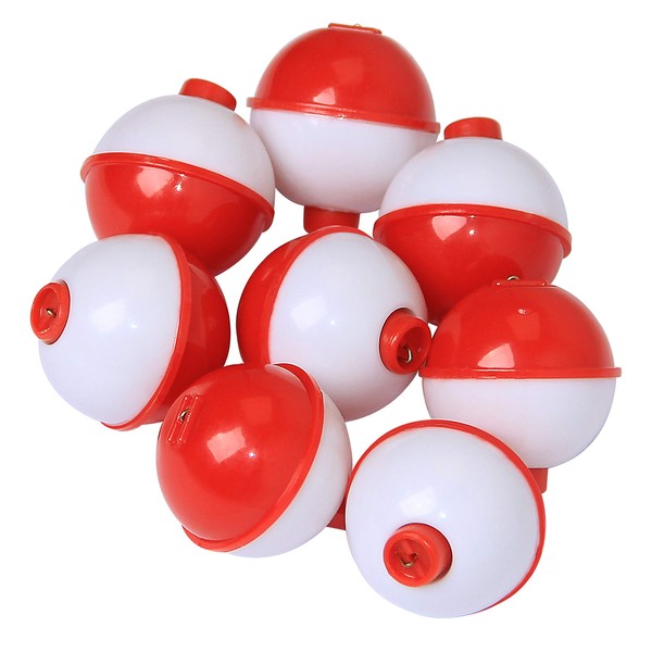 SILANON Fishing Bobbers Floats Assortment,25pcs Snap-on Red and White Bobbers for Fishing,Hard ABS Push Button Round Buoy Floats Bobbers Fishing Tackle Accessories
