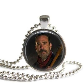 The Walking Dead Negan and Lucille 1 inch Silver Plated Picture Pendant Necklace