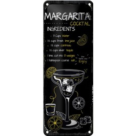 Femer Blechschild Rezept Margarita Cocktail Recipe 10x27cm
