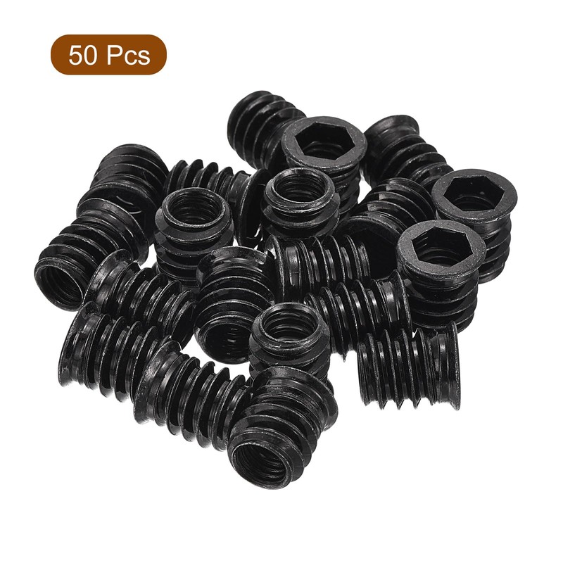sourcing map 50Pcs Threaded Inserts, M8-1.25x15 Zinc Plated Carbon Steel