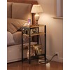 CHOEZON Narrow Side Table with Charging Station, Skinny End Table,