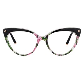 Zeelool Women's Vintage Browline Cat Eye Glasses Alivia FX0757 (FX0757-05Floral, Non-prescription Clear lens)