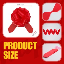 6 PCS Pull Bows 6 Inch Red Bows for Gift Wrapping Wedding Basket Decorated Car Bow Birthday Party Christmas Gift as Well as Valentine's Day Gift Decorations