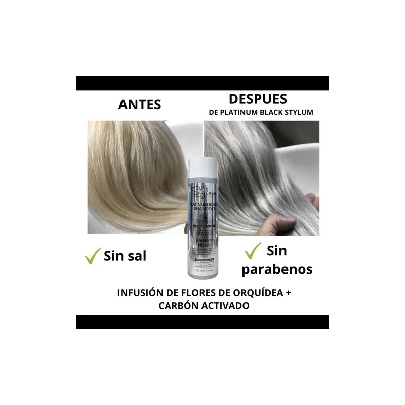 Shampoo Matizador Platinum Black Cabello Cano Gris Plata