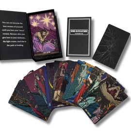 La Muci Dark Reflections Tarot Shadow Work Cards Deck, Unique Art Work with Guide Book for Beginners - A Minimalist Tarot Large Deck, Major and Minor Arcana Full Tarot Deck with 78 Cards
