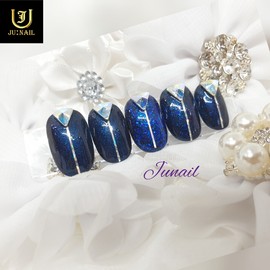 Bright Blue Handmade Nail Tips - Short Oval / 찬란한블루 수제네일팁 - 숏오발