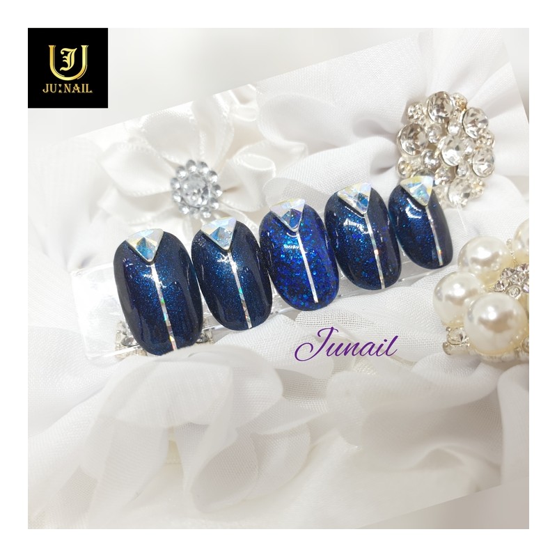 Bright Blue Handmade Nail Tips - Short Oval / 찬란한블루