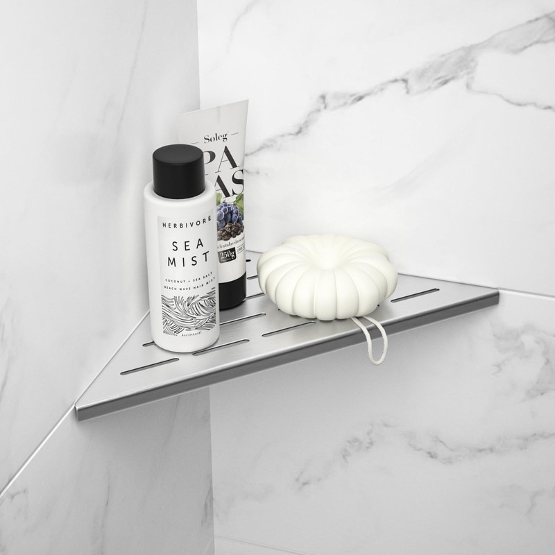 Bernkot Corner Shower Shelf 10", Brushed 304 Stainless Steel Slot