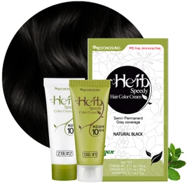 DONGSUNG Herb Speedy Permanent Color Cream (Natural Black, 1 Pack), PPD-Free Ammonia-Free Vegan Hair Dye with Sun Protection, Odorless, Gentle for Sensitive Scalp, No Eye or Scalp Irritation