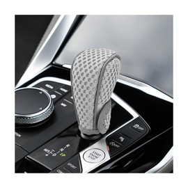 FSTURIOS Car Gear Shift Knob Cover, Anti-Slip Manual Automatic Shifting Knob Gear Handle Stick Protection, Breathable Automotive Rod Lever Shifter Knobs Cover for SUV Truck RV (Gray, Stick-on)