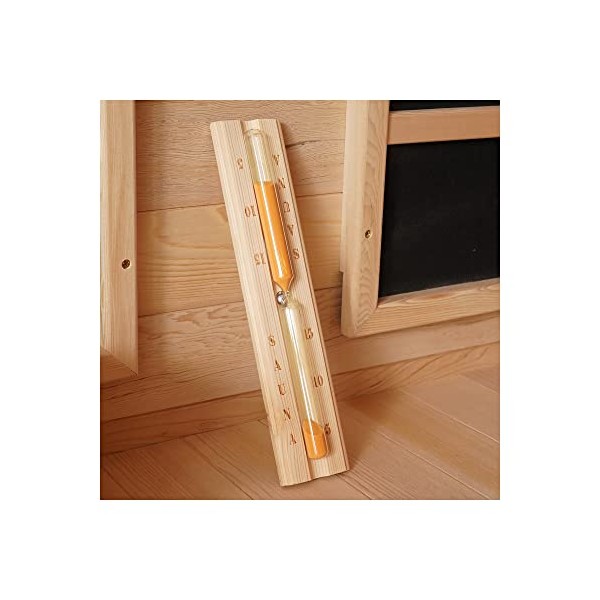 amocane Sauna 15 Minute Hourglass Sand Timer, Sauna Accessories Wooden Rotatable Timer(Hemlock Wood)