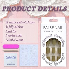 Olive Green Short Square Press on Nails SWEKKE Fake Nails Full Cover Solid Color False Nails with Designs Green Glossy False Nails with Nail Glue Artificial Acrylic Nails for Women Girls 24Pcs