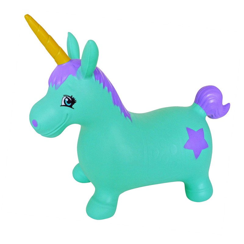AppleRound Unicorn Bouncer with Hand Pump, Inflatable Space Hopper, Ride-on
