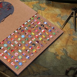 National Flag Drawing Pins 291 Pieces Metal Decorative Drawing Pins with Cork Panels National Flag Pin Board Needles Creative Pins for DIY Bulletin Board