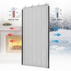 Thermal Insulated Door Curtain, Winter Doorway Cover Screen, Heavy Duty Soundproof Blanket, Windproof Waterproof Warm Cold Protection, Privacy Curtains for Front Door (Grey, 35.4x78.7in/WxH)