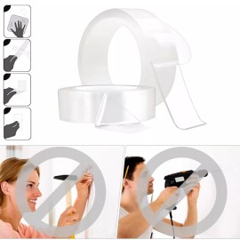 Unbranded 5M/16.4F Transparent Tape Double Sided Traceless Washable Adhesive Invisible Gel