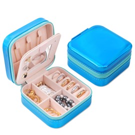Schmuckkästchen Reise, Kleine Schmuckschatulle für Mädchen，Schmuck-Reiseetui mit Spiegel Schmuckaufbewahrung tragbar, Jewelry Organizer für Ringe, Armbänder, Ohrringe, Halskette, Geschenk