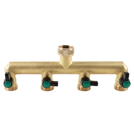 4 Way Brass Garden Hose Splitter 3/4"" Hose Splitter with Solid Brass Handle Brass Valve Water Garden Hose Adapter 4 Way Valve 3/4"" GHT Thread, Gold