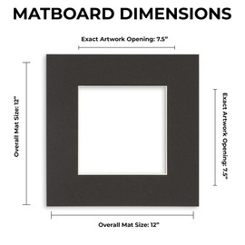 12x12 Mat Bevel Cut for 8x8 Photos - Precut White Linen Canvas Square Shaped Photo Mat Board Opening - Acid Free Matte to Protect Your Pictures - Bevel Cut for Family Photos, Pack of 1 Matboard