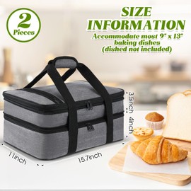 Yinder 2 Pieces Insulated Casserole Carrier Pie Carrier for Transport Casserole Carriers for Hot or Cold Hot Food Carrier Expandable Food Containers for Transport Party Camping(15.7 x 7.5 Inches)