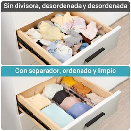 Vtopmart Separador Cajones Ajustable de Plástico (Pack de 8),expandible de 12 a 21 pulgadas, Almacenaje para Cocina, Dormitorio,Baño,Oficina y...     