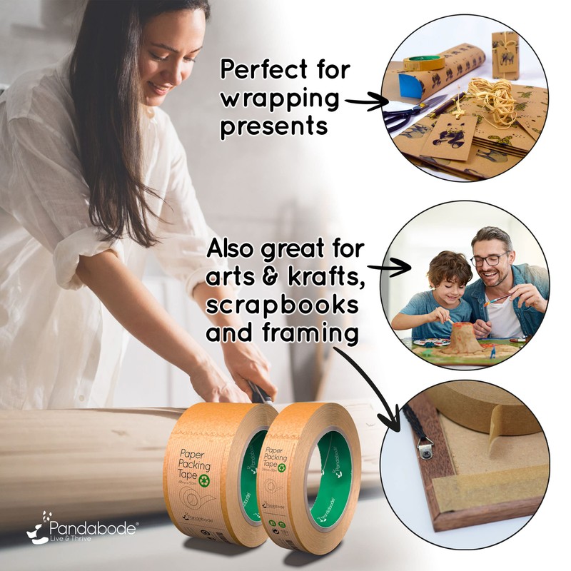 Pandabode Paper Packing Tape 24mm x 50m Strong, Sticky, Recyclable