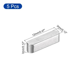 sourcing map 5Pcs Round Ended Feather Key, 3x3x12mm Stainless Steel Professional Parallel Drive Shaft Key Stock for Fasteners Mechanical Industry
