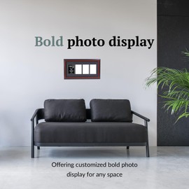 Creative Letter Art 4” x 6” Multiple Opening Picture Frame Collage with 4 holes, Congress Mahogany Frame with 10 x 20-inch Black Mat, Full-Strength Glass, Photo Collage for Wall, 4 Openings