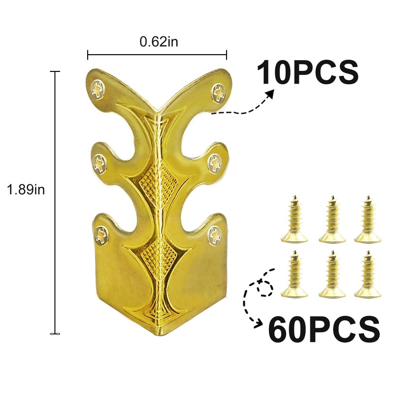 10PCS Solid Brass Skirting Board Corner Protectors, Skiffers Baseboard Corner