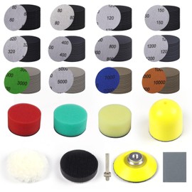 130PCS 2 Inch Sanding Discs Assorted 60-1000Grit Sanding Drill Attachment Silicon Carbide Sandpaper for Metal Wet/Dry Sander Pads with 1/4” Shank Backing，Manual Sanders for Drill Grinder Rotary Tools