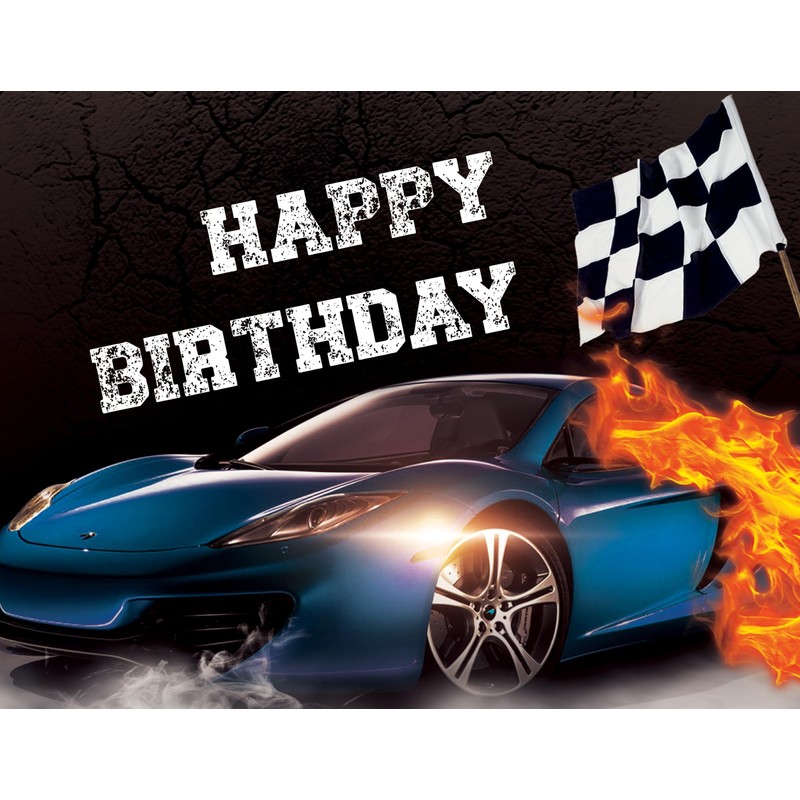 Birthday Race Car Edible Icing Image (1/4 Sheet)