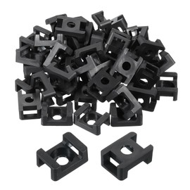 MECCANIXITY 500pcs Cable Tie Base Saddle Type Mount Wire Holder, 0.88"x0.63"x0.35" Wire Clips Organizer Holders Clamps for Electronic Wires, Black 0.21"Dia