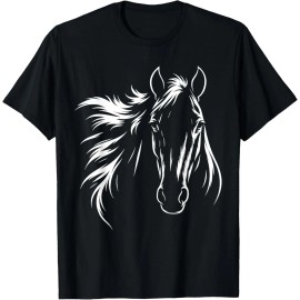 Cute & Elegant Vintage Animal Horse Silhouette Art T-Shirt for Horse LoversColor: Multicolor, Size: M