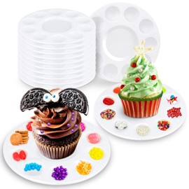 AIERSA Kids Cupcake Decorating Tray,with 10 Wells for Dessert Sprinkles, Kids Birthday Party Supplies(Set of 10)
