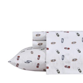 Eddie Bauer - Queen Sheets, Cotton Percale Bedding Set, Crisp & Cool Home Decor (Explore Lantern White, Queen)